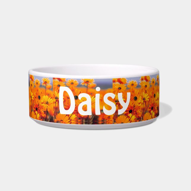 Daisy Water Bowl for Your Pet in Yellow (Front)