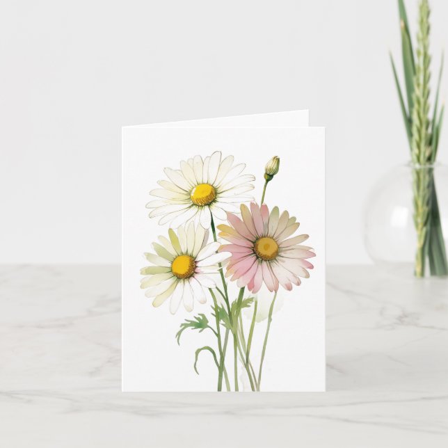 Daisy Watercolor Flower Modern Professional Card (Front)
