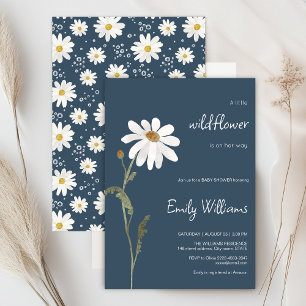 Daisy watercolor minimalistic baby shower  invitation