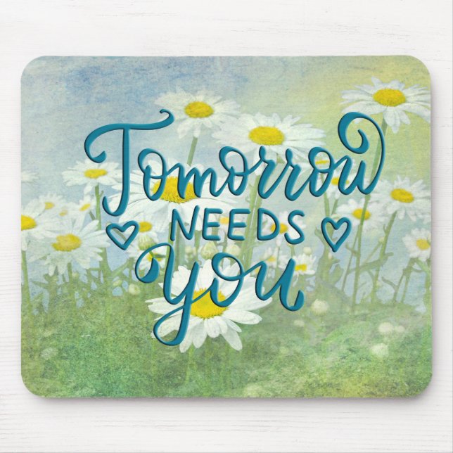 Daisy Watercolor with Quote Mouse Pad (Front)