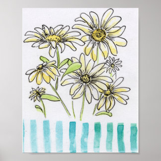 Daisy Watercolors Poster