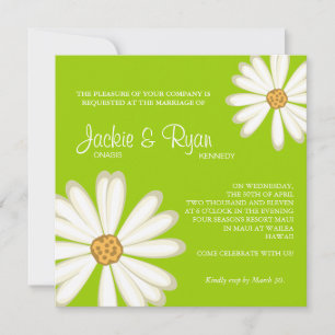 Daisy Wedding Invitation Flower White lime green