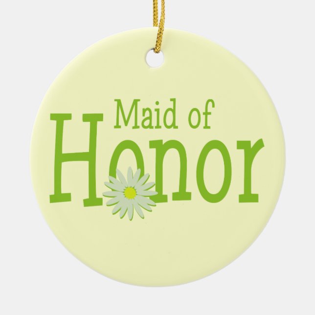 Daisy Wedding/ Maid of Honour Ceramic Ornament (Front)