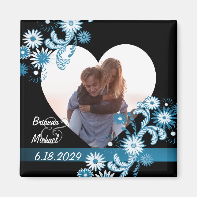 Daisy Wedding Photo Magnet (Front)