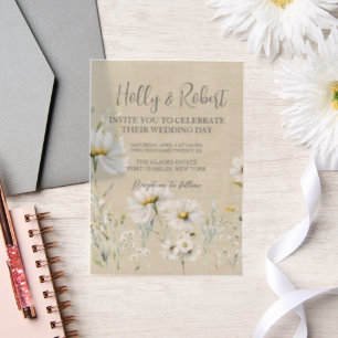 Daisy Wedding Photo QR Code  Vellum Invitations