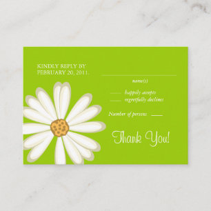 Daisy Wedding Response Cards White lime green