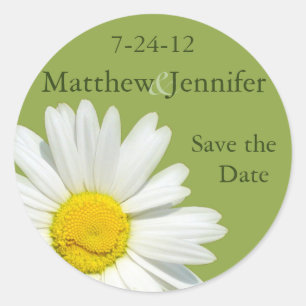 Daisy Wedding Save the Date Announcement Sticker