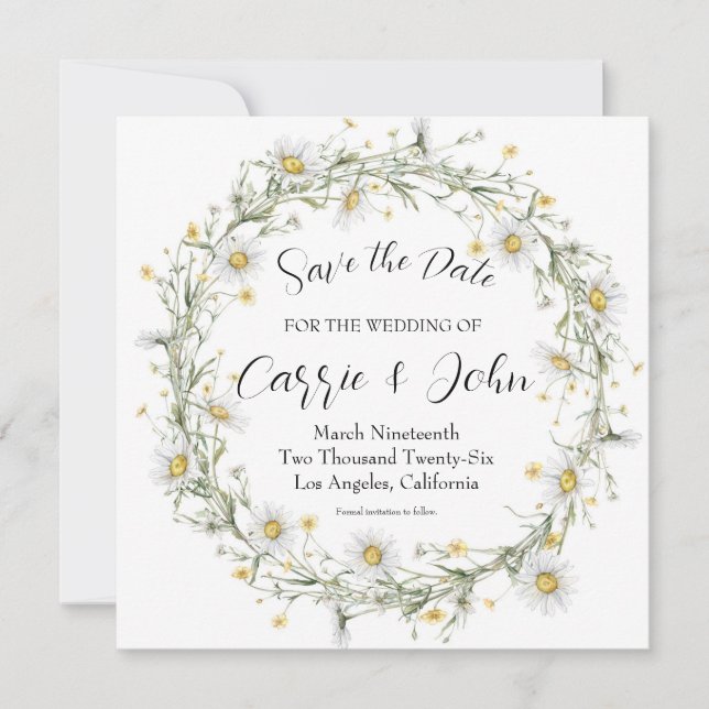 Daisy Wedding Save the Date Card (Devant)