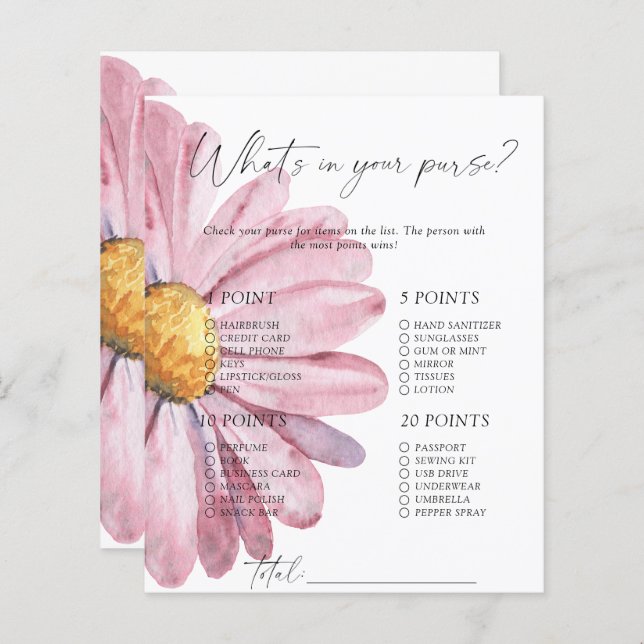 Daisy - What's in your purse game (Front/Back)