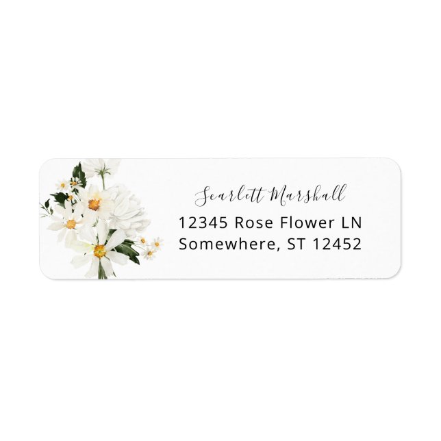Daisy White Floral Adresse de retour Label 1 (Devant)