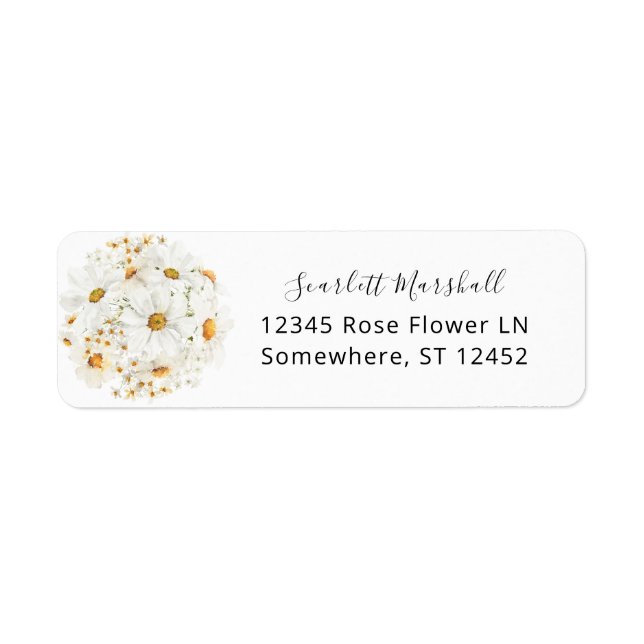 Daisy White Floral Adresse de retour Label 2 (Devant)