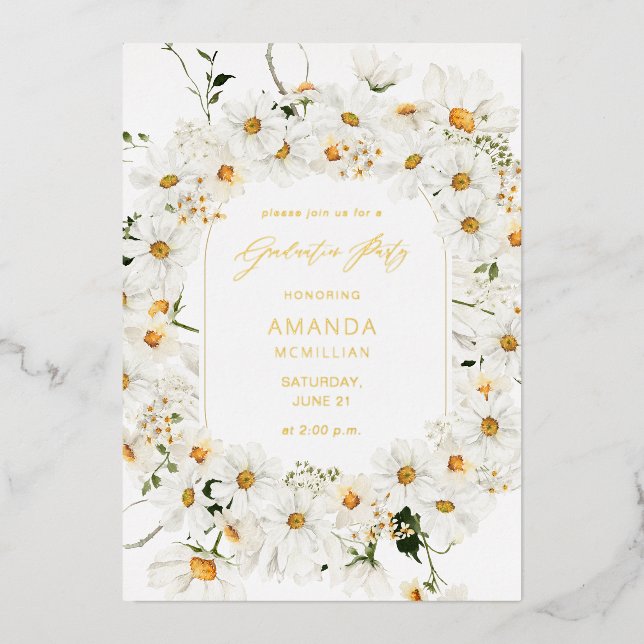 Daisy White Floral Graduation Party  (Front)