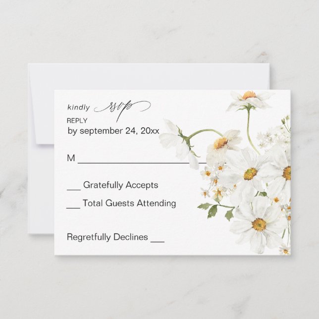 Daisy White Floral no Meal RSVP 4 (Front)