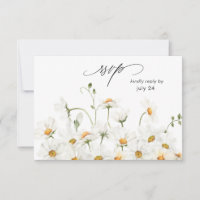 Daisy White Floral w Repas Carte RSVP 2