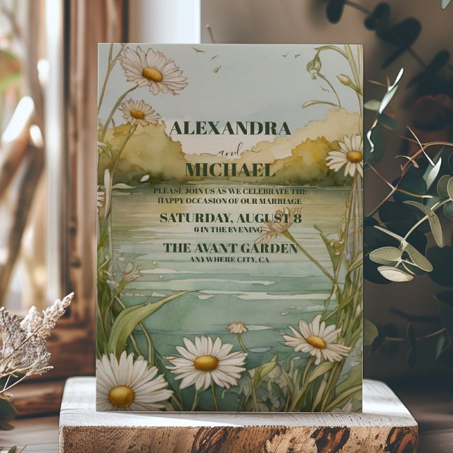 Daisy White Floral Wedding Invitation (Creator Uploaded)
