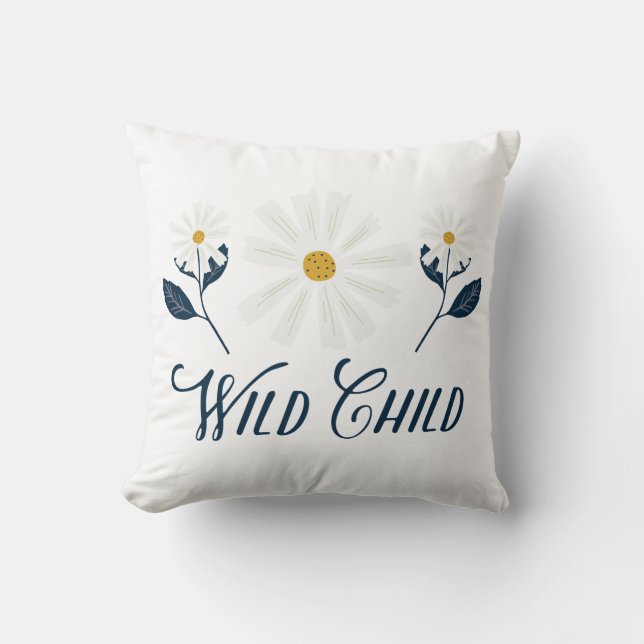 Daisy Wild Child Throw Pillow (Front)