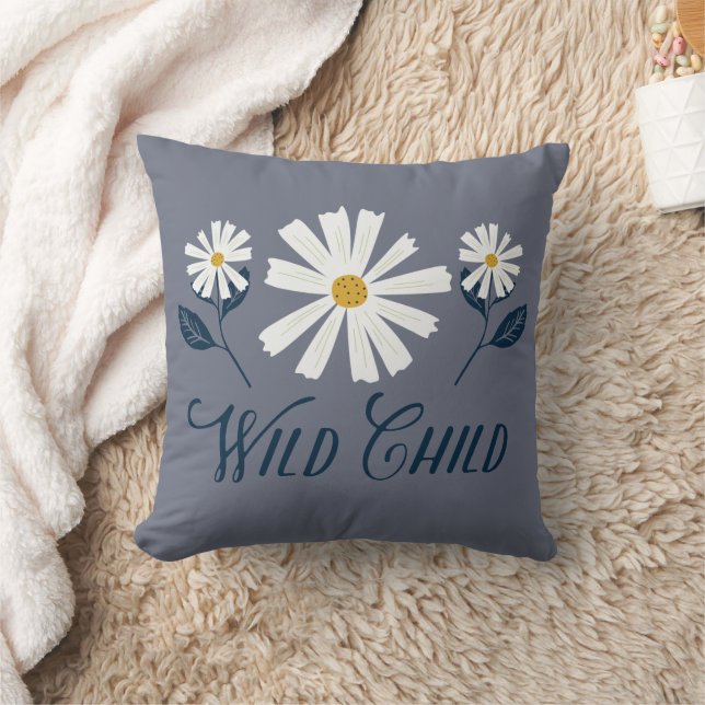 Daisy Wild Child Throw Pillow (Blanket)