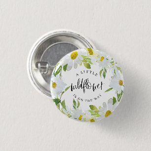 Daisy Wildflower Baby Shower Summer floral 1 Inch Round Button