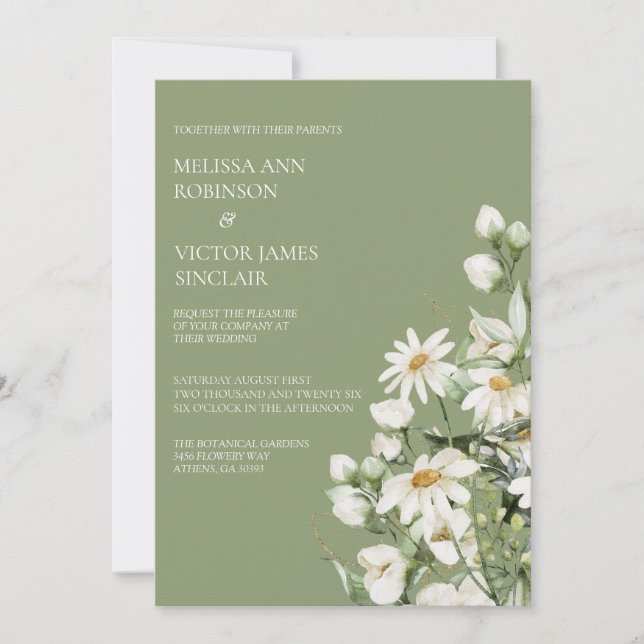 Daisy Wildflower Boho Wedding Invitation (Devant)