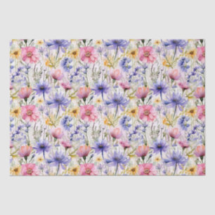 Daisy Wildflower Pink Blue Floral Pattern Tissue Paper