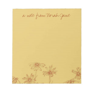 Daisy Wildflower Sepia Ink Drawing Personalized Notepad