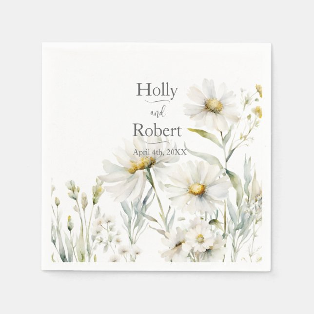 Daisy Wildflower Wedding Napkin (Front)