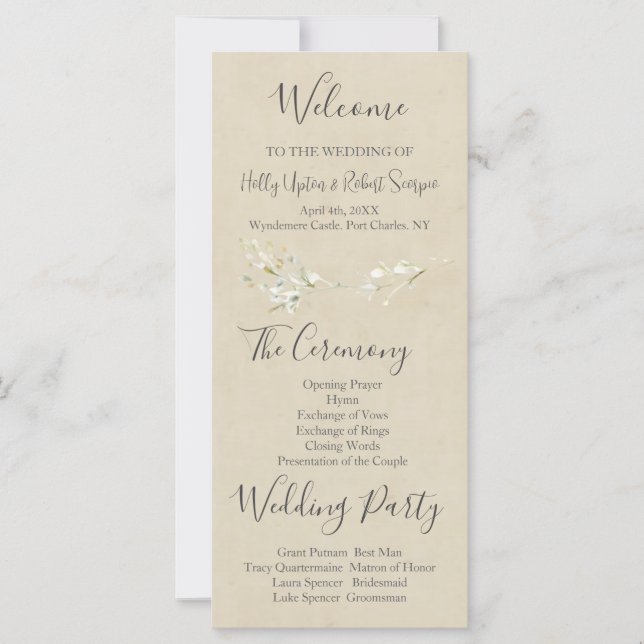 Daisy Wildflower Wedding Program (Front)
