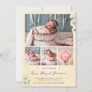 Daisy Wildflower Welcoming Newborn Baby Girl Birth Announcement