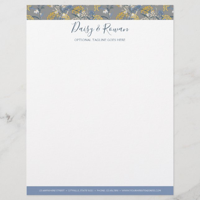 Daisy Wildflower & Yellow Rowan Berries Floral Letterhead (Front)