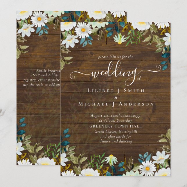 Daisy Wildflowers Greenery Wedding (Front/Back)