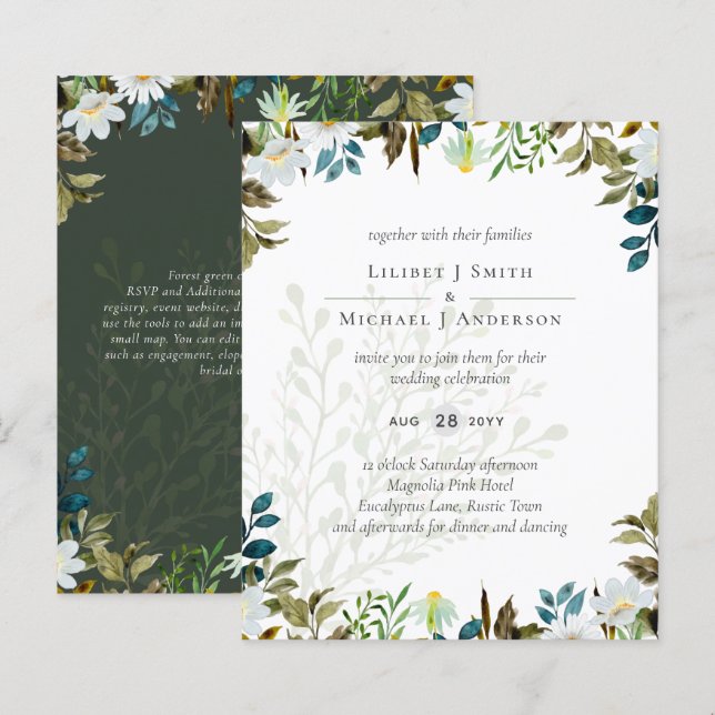 Daisy Wildflowers Greenery Wedding (Front/Back)