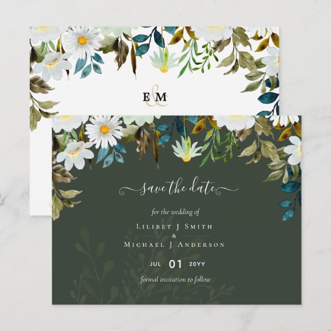 Daisy Wildflowers Greenery Wedding Postcard (Front/Back)