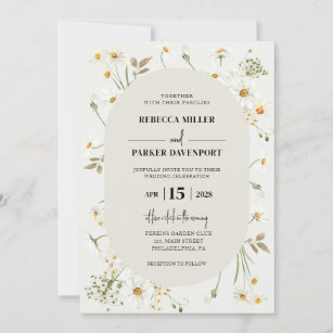 Daisy Wildflowers modern Wedding invitation