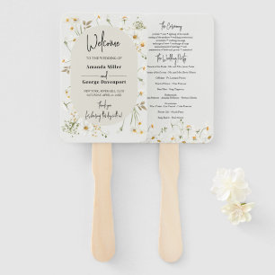 Daisy Wildflowers wedding program fan