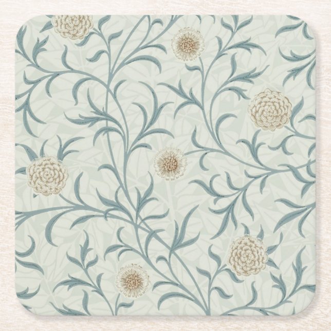 Daisy, William Morris Square Paper Coaster (Front)