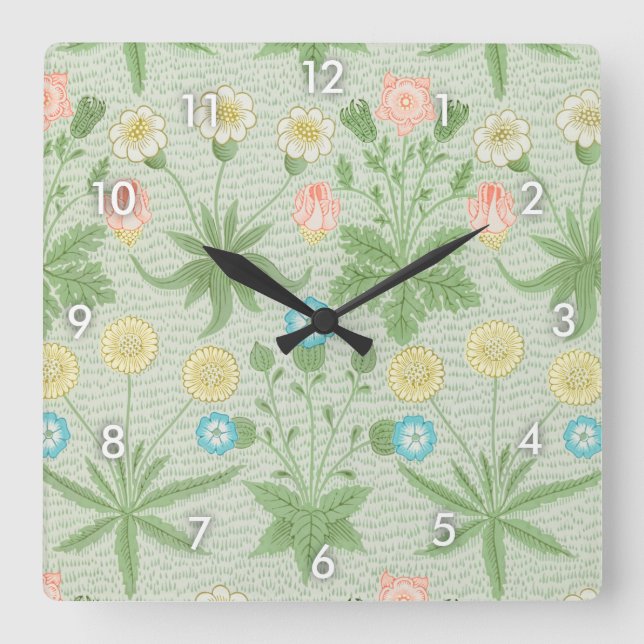 Daisy, William Morris Square Wall Clock (Front)