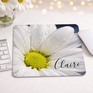 Daisy with Dew Drops Mouse Pad