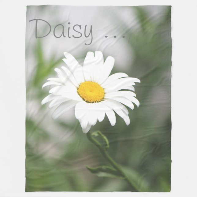 Daisy With Green and Yellow Fleece Blanket (Front)