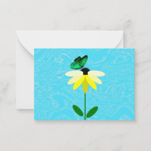 Daisy With Green Butterfly Note Cards