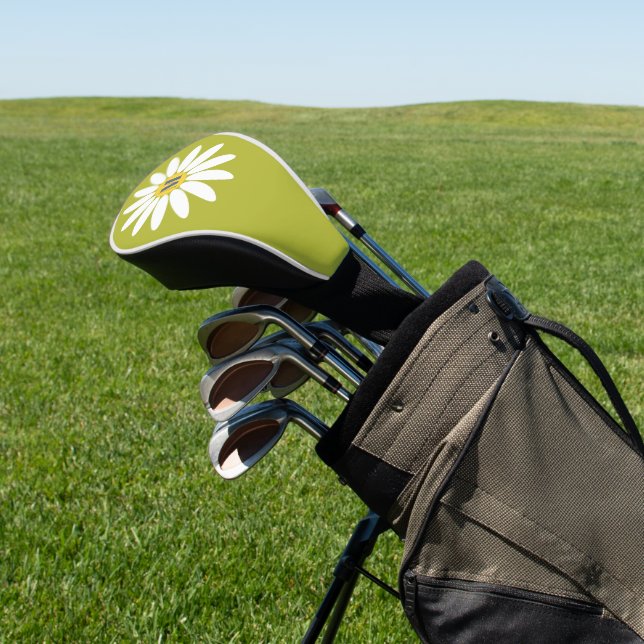 Daisy with Initial Lime Green Golf Head Cover (In Situ)