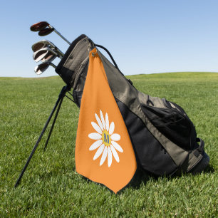Daisy with Initial Orange Golf Towel