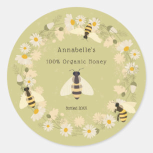 Daisy Wreath et Bees Honey Étiquette Personnaliser