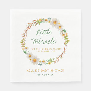 Daisy Wreath Little Miracle Baby Shower Scripture Napkin