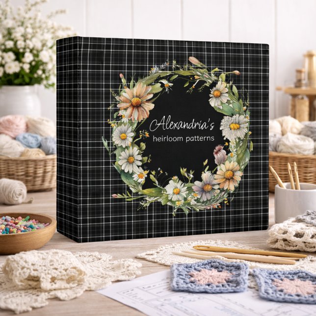 Daisy Wreath on Plaid Pattern Keeper Binder (Creator Uploaded)