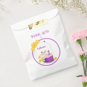 Daisy Yellow and Purple Floral 1st Birthday Favour Bag