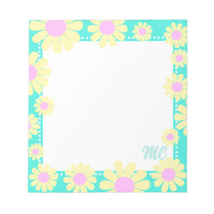 Daisy Yellow Aqua Notepad