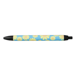 Daisy Yellow Blue Black Ink Pen