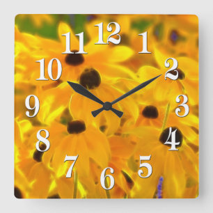Daisy Yellow Flowers Floral Art Clock