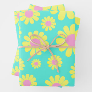 Daisy Yellow Green  Wrapping Paper Sheet