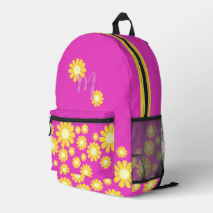 Daisy Yellow Magenta Printed Backpack